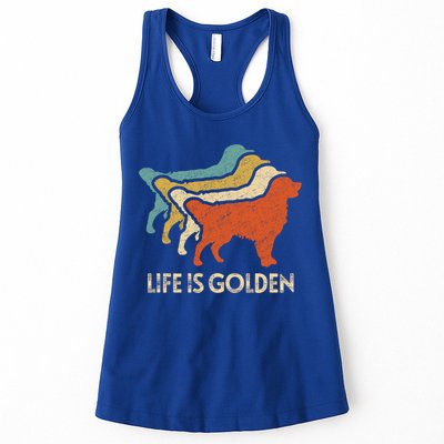 Vintage Retro Life Is Golden Retriever Dog Distressed Funny Meaningful Gift Womens Tank Top