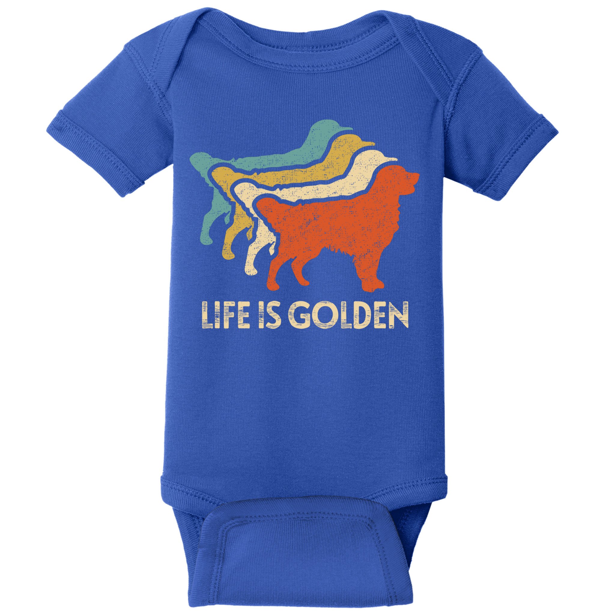 Vintage Retro Life Is Golden Retriever Dog Distressed Funny Meaningful Gift Baby Bodysuit