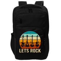 Vintage Retro Lets Rock Rock And Roll Guitar Music Impact Tech Backpack