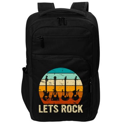 Vintage Retro Lets Rock Rock And Roll Guitar Music Impact Tech Backpack