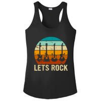 Vintage Retro Lets Rock Rock And Roll Guitar Music Ladies PosiCharge Competitor Racerback Tank