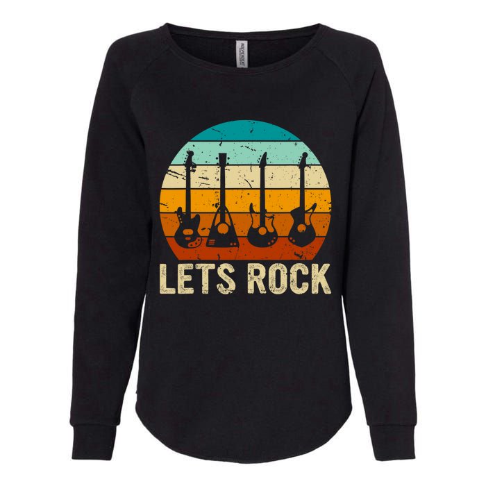 Vintage Retro Lets Rock Rock And Roll Guitar Music Womens California Wash Sweatshirt