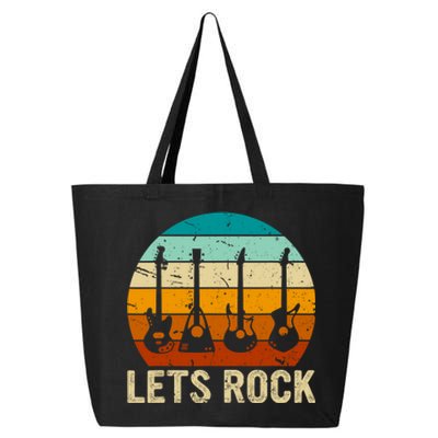 Vintage Retro Lets Rock Rock And Roll Guitar Music 25L Jumbo Tote