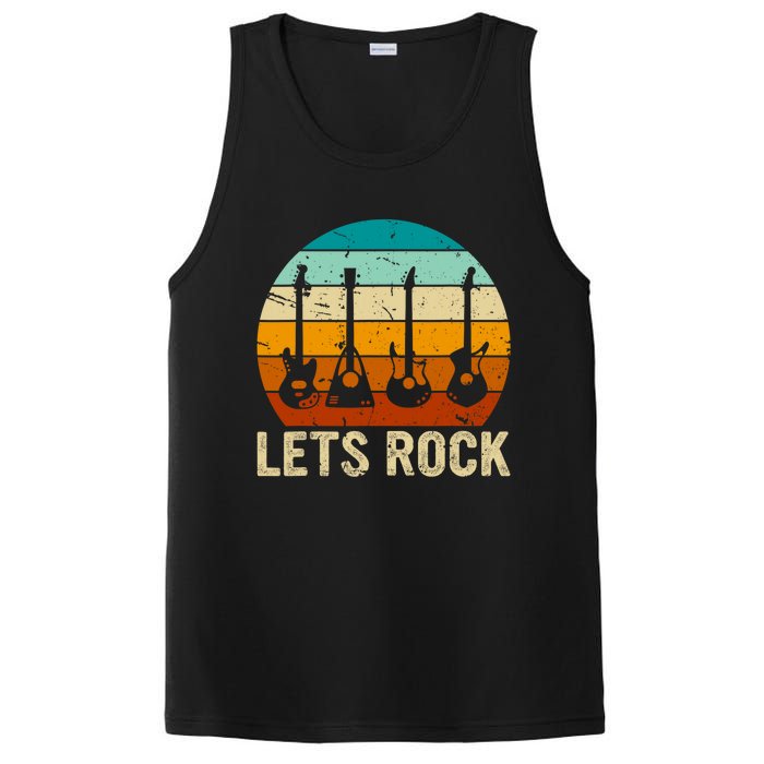 Vintage Retro Lets Rock Rock And Roll Guitar Music PosiCharge Competitor Tank