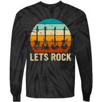 Vintage Retro Lets Rock Rock And Roll Guitar Music Tie-Dye Long Sleeve Shirt