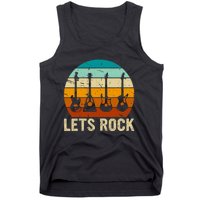 Vintage Retro Lets Rock Rock And Roll Guitar Music Tank Top