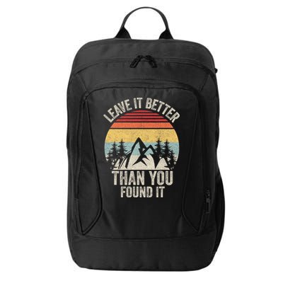 Vintage Retro Leave It Better Than You Found It Gift Camping City Backpack