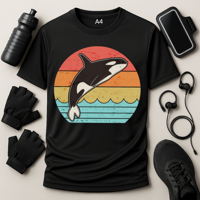 Vintage Retro Leaping Ocra Killer Whale Performance Shirt