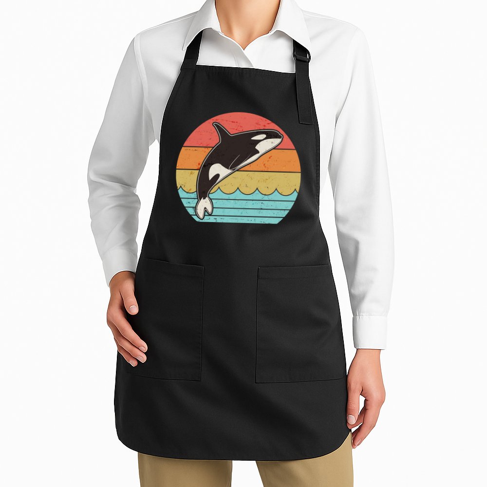 Vintage Retro Leaping Ocra Killer Whale Apron