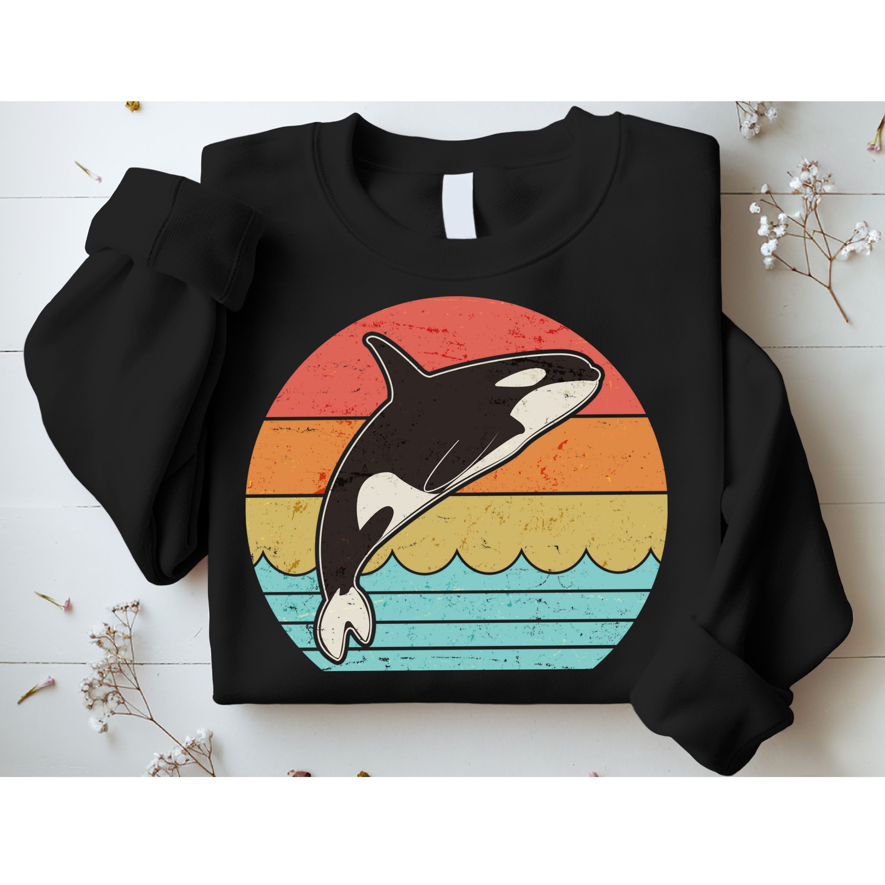 Vintage Retro Leaping Ocra Killer Whale Sweatshirt