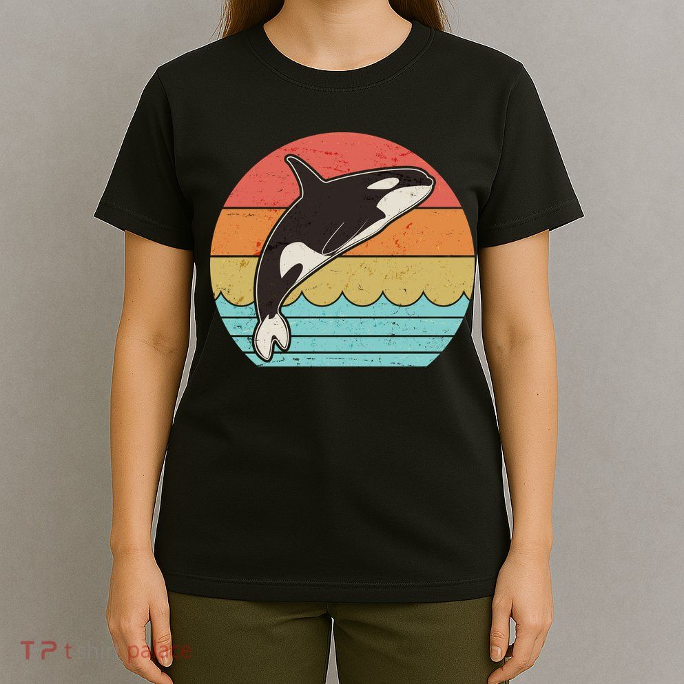 Vintage Retro Leaping Ocra Killer Whale T-Shirt