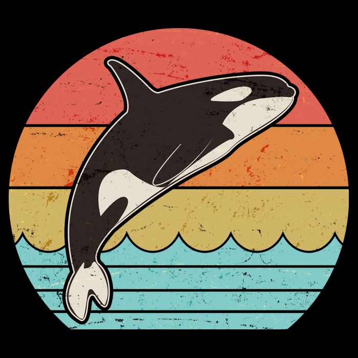 Vintage Retro Leaping Ocra Killer Whale Button