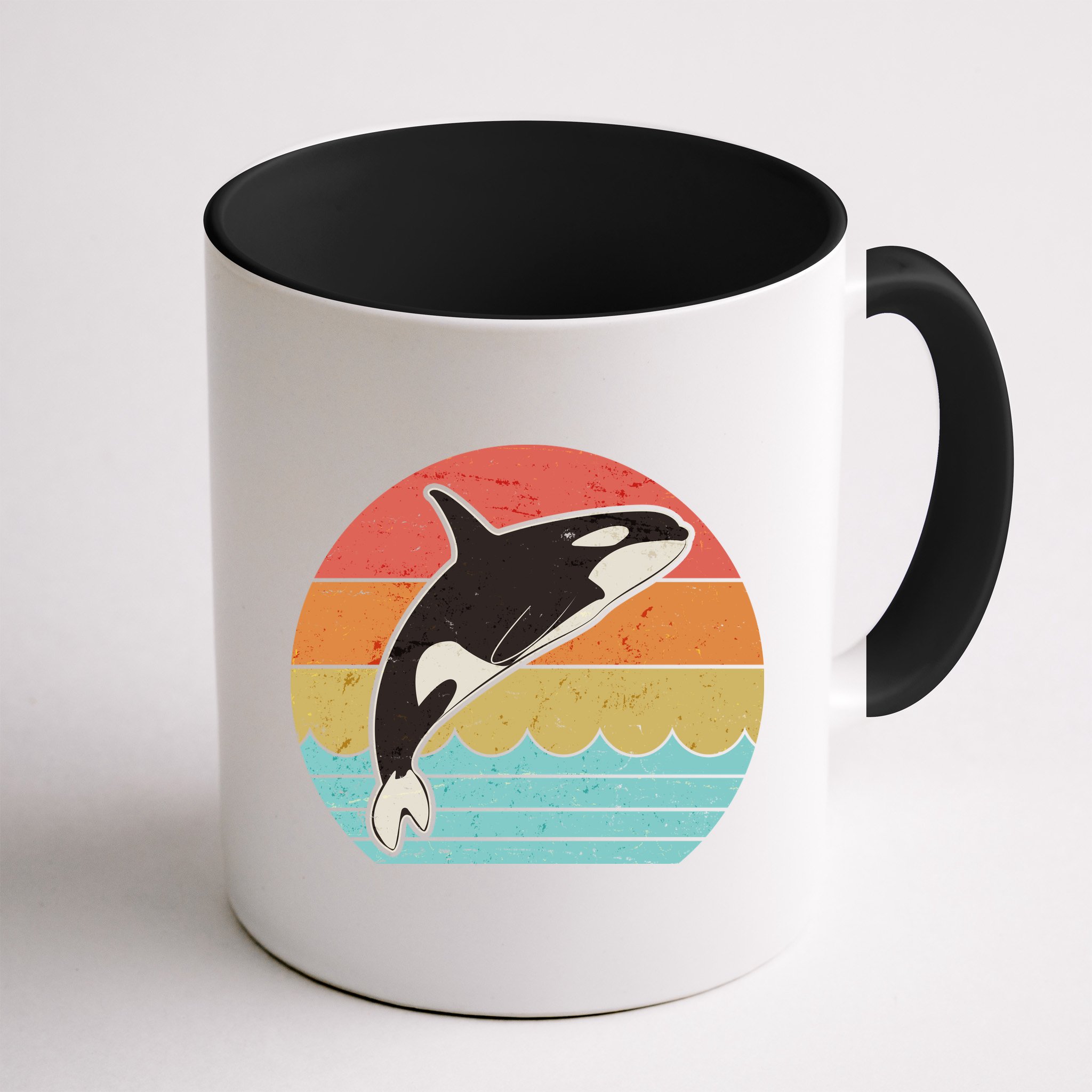 Vintage Retro Leaping Ocra Killer Whale Mug