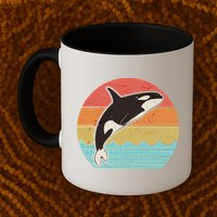 Vintage Retro Leaping Ocra Killer Whale Mug
