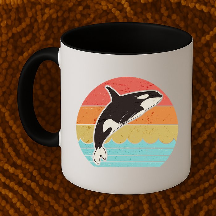 Vintage Retro Leaping Ocra Killer Whale Mug