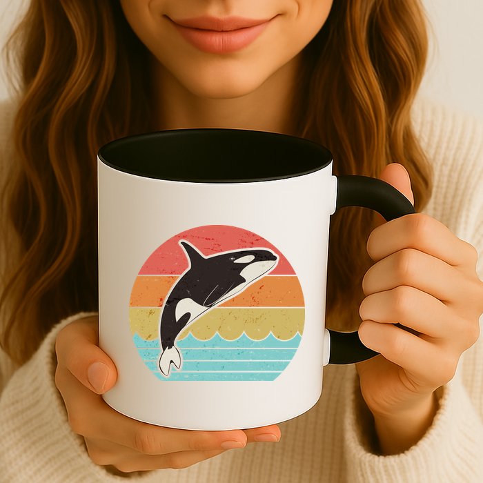 Vintage Retro Leaping Ocra Killer Whale Mug
