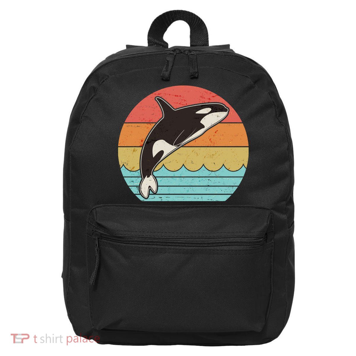 Vintage Retro Leaping Ocra Killer Whale 16 in Basic Backpack