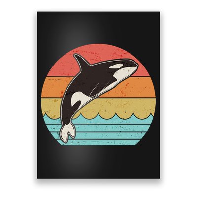 Vintage Retro Leaping Ocra Killer Whale Poster