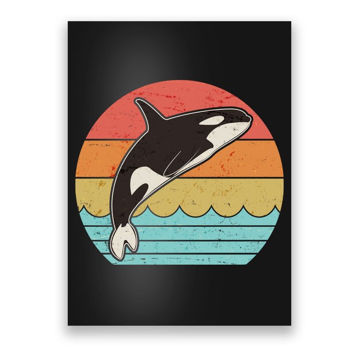 Vintage Retro Leaping Ocra Killer Whale Poster