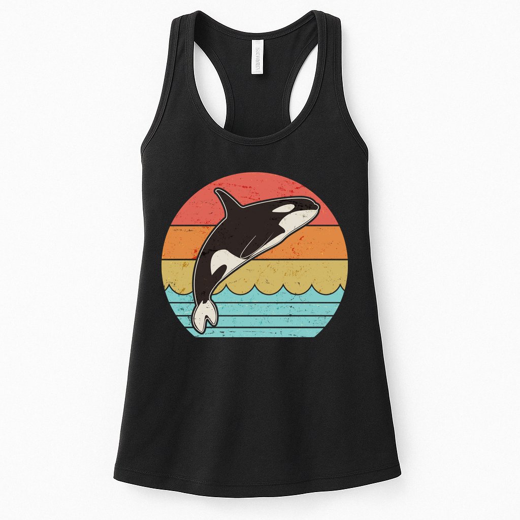 Vintage Retro Leaping Ocra Killer Whale Womens Tank Top