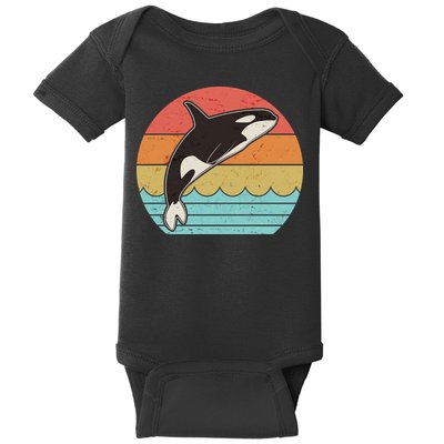 Vintage Retro Leaping Ocra Killer Whale Baby Bodysuit