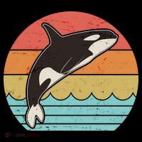 Vintage Retro Leaping Ocra Killer Whale Womens T-Shirt