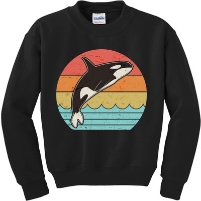Vintage Retro Leaping Ocra Killer Whale Kids Sweatshirt