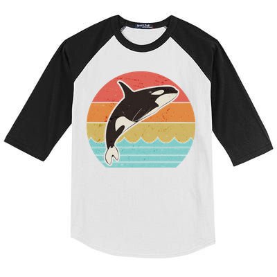 Vintage Retro Leaping Ocra Killer Whale Kids Colorblock Raglan Jersey