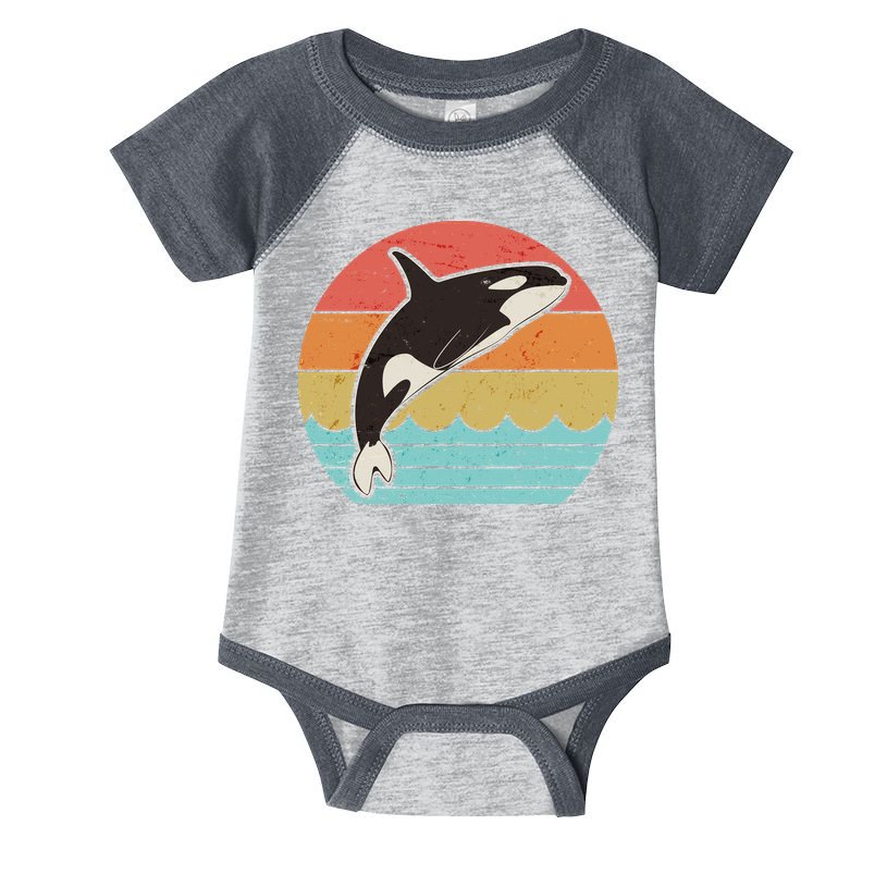 Vintage Retro Leaping Ocra Killer Whale Infant Baby Jersey Bodysuit