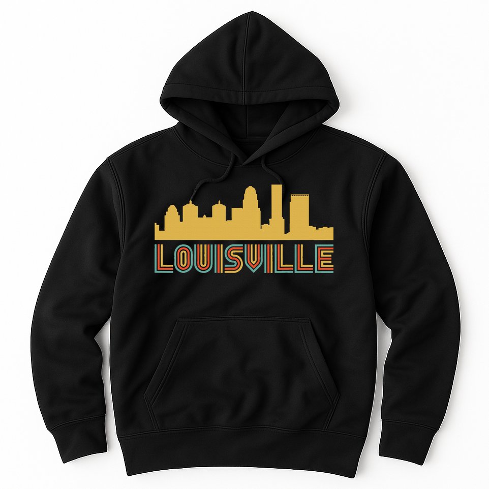 Vintage Retro Louisville Kentucky Skyline Hoodie