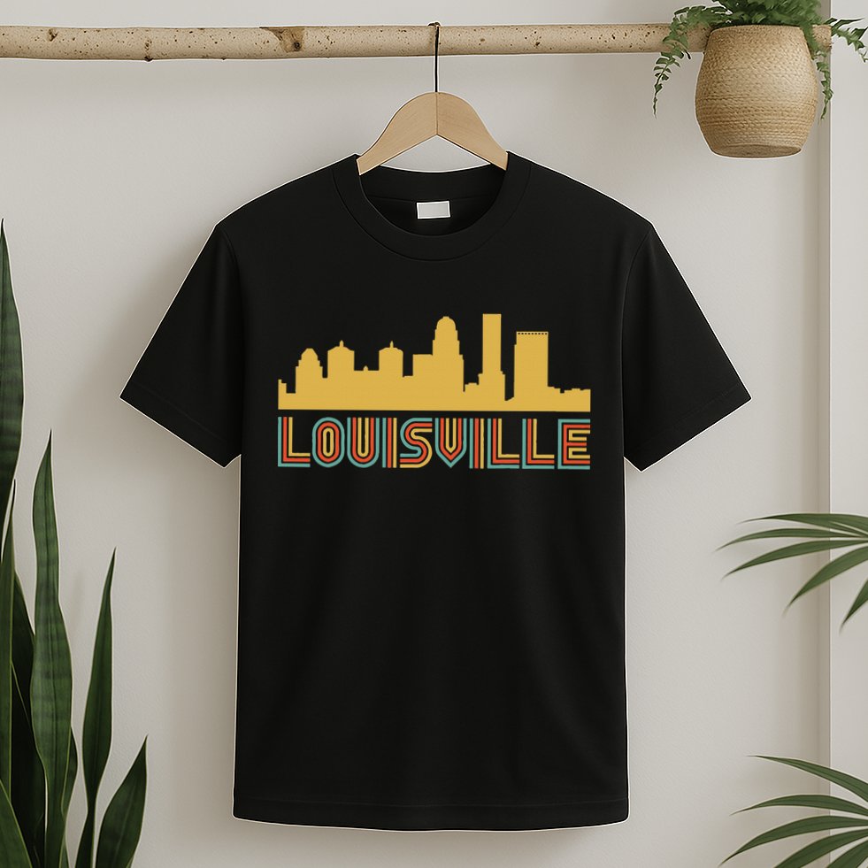 Vintage Retro Louisville Kentucky Skyline T-Shirt