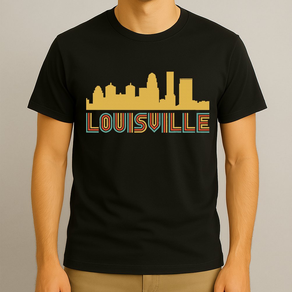 Vintage Retro Louisville Kentucky Skyline T-Shirt