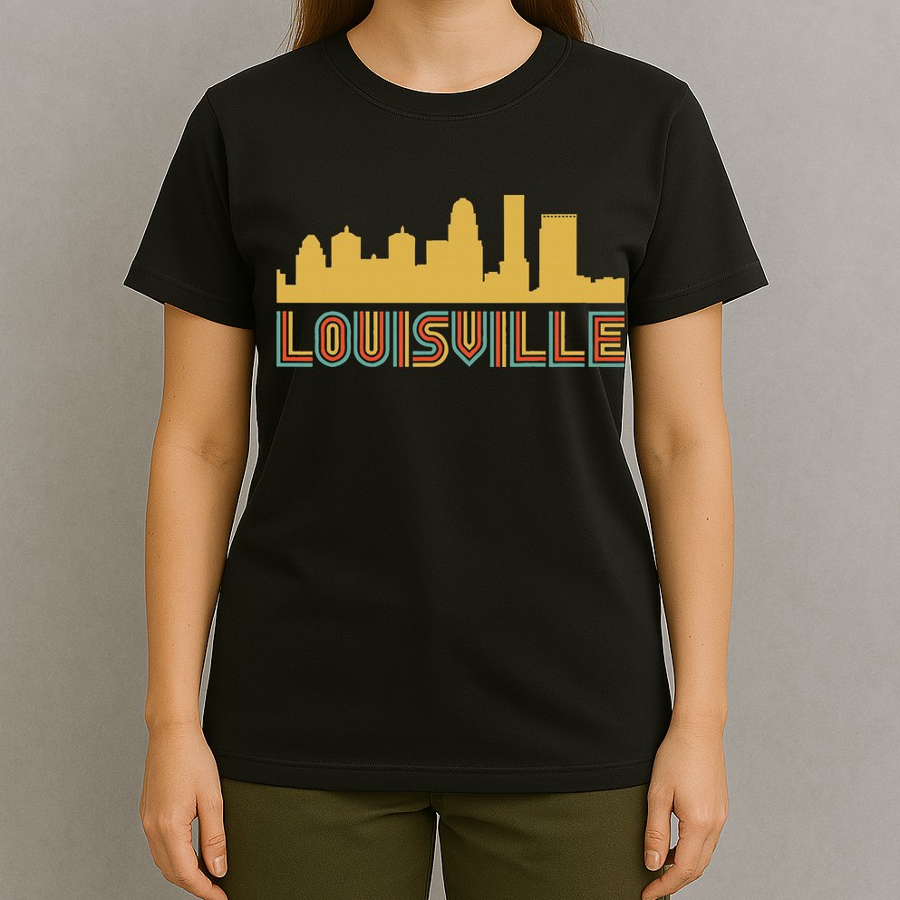 Vintage Retro Louisville Kentucky Skyline T-Shirt