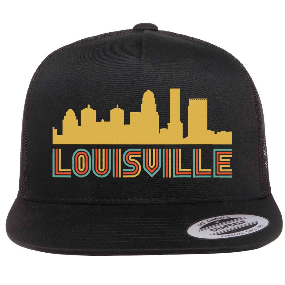 Vintage Retro Louisville Kentucky Skyline Flat Bill Trucker Hat