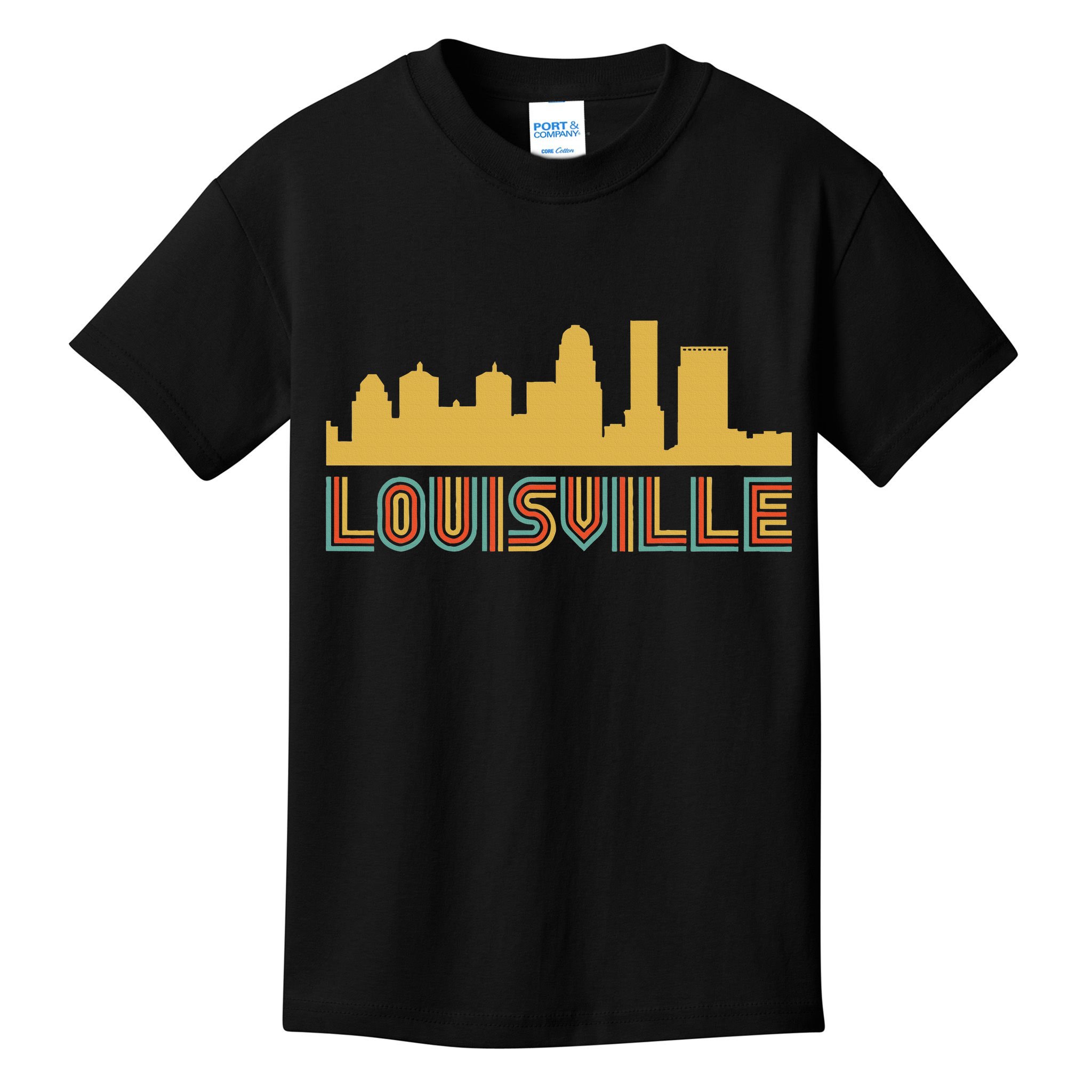 Vintage Retro Louisville Kentucky Skyline Kids T-Shirt