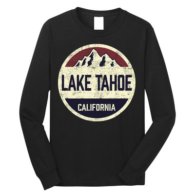 Vintage Retro Lake Tahoe California Mountain Circle Sports Long Sleeve Shirt