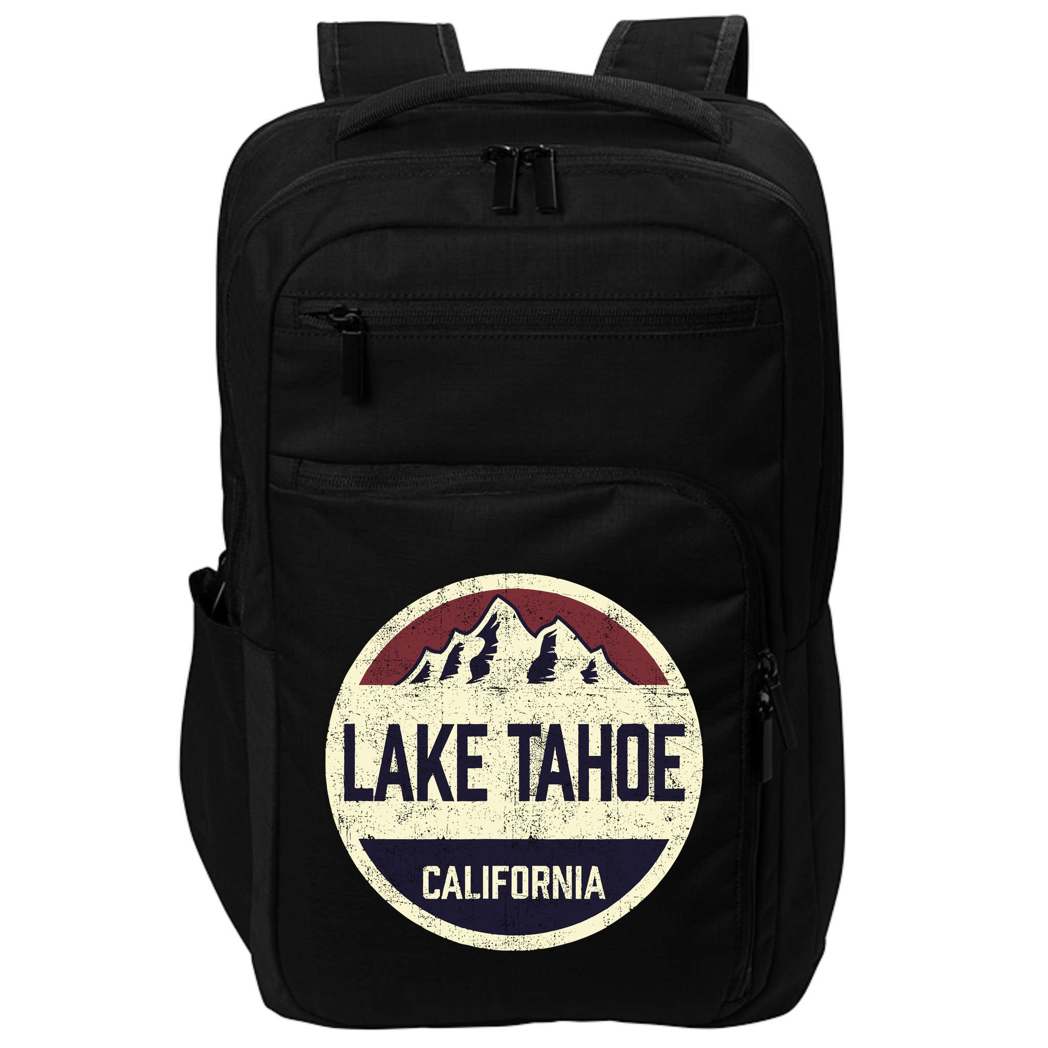 Vintage Retro Lake Tahoe California Mountain Circle Sports Impact Tech Backpack