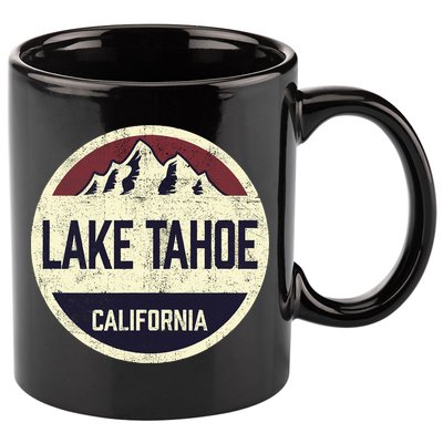 Vintage Retro Lake Tahoe California Mountain Circle Sports 11oz C Handle Ceramic Mug