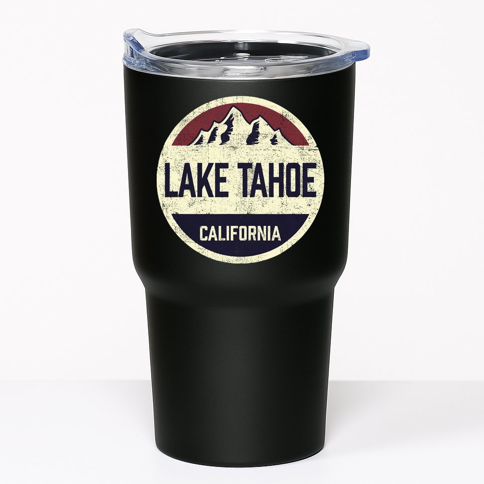 Vintage Retro Lake Tahoe California Mountain Circle Sports Tumbler