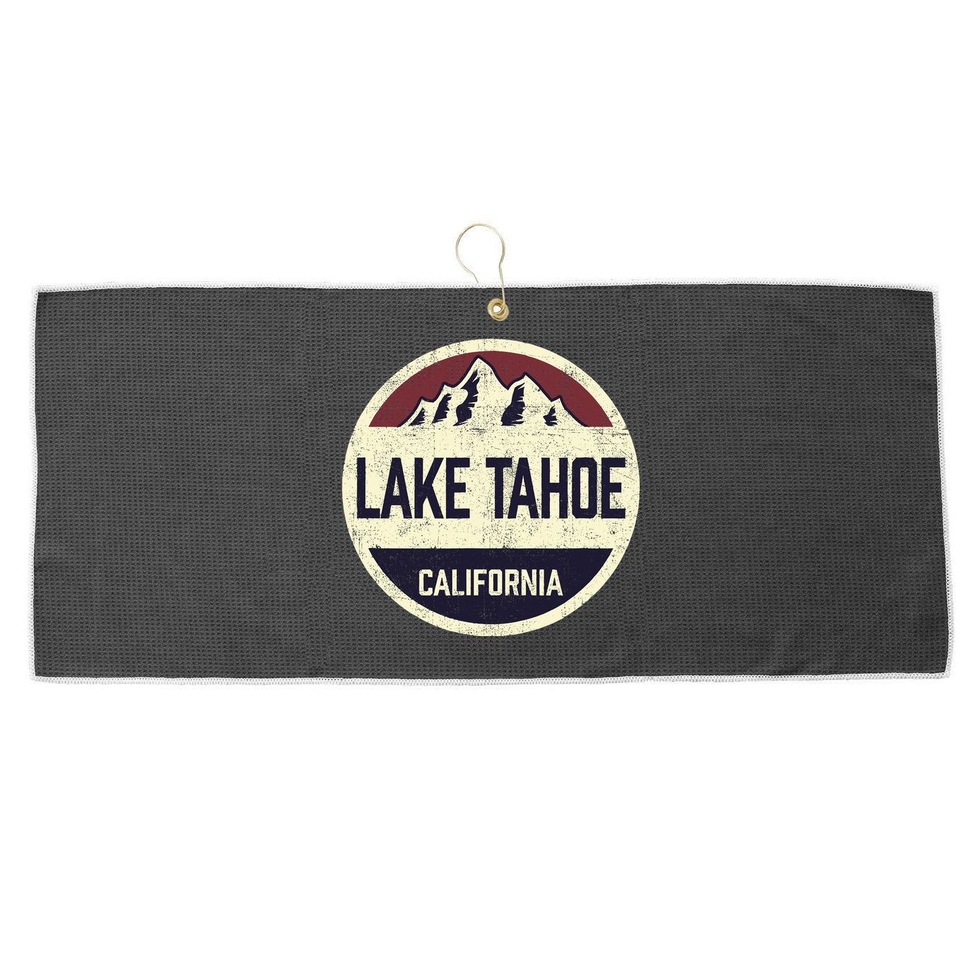 Vintage Retro Lake Tahoe California Mountain Circle Sports Large Microfiber Waffle Golf Towel