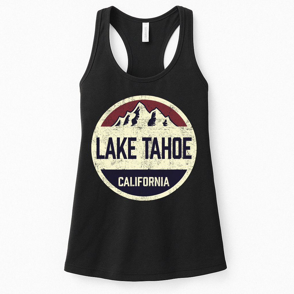 Vintage Retro Lake Tahoe California Mountain Circle Sports Womens Tank Top