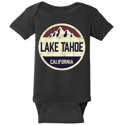 Vintage Retro Lake Tahoe California Mountain Circle Sports Baby Bodysuit