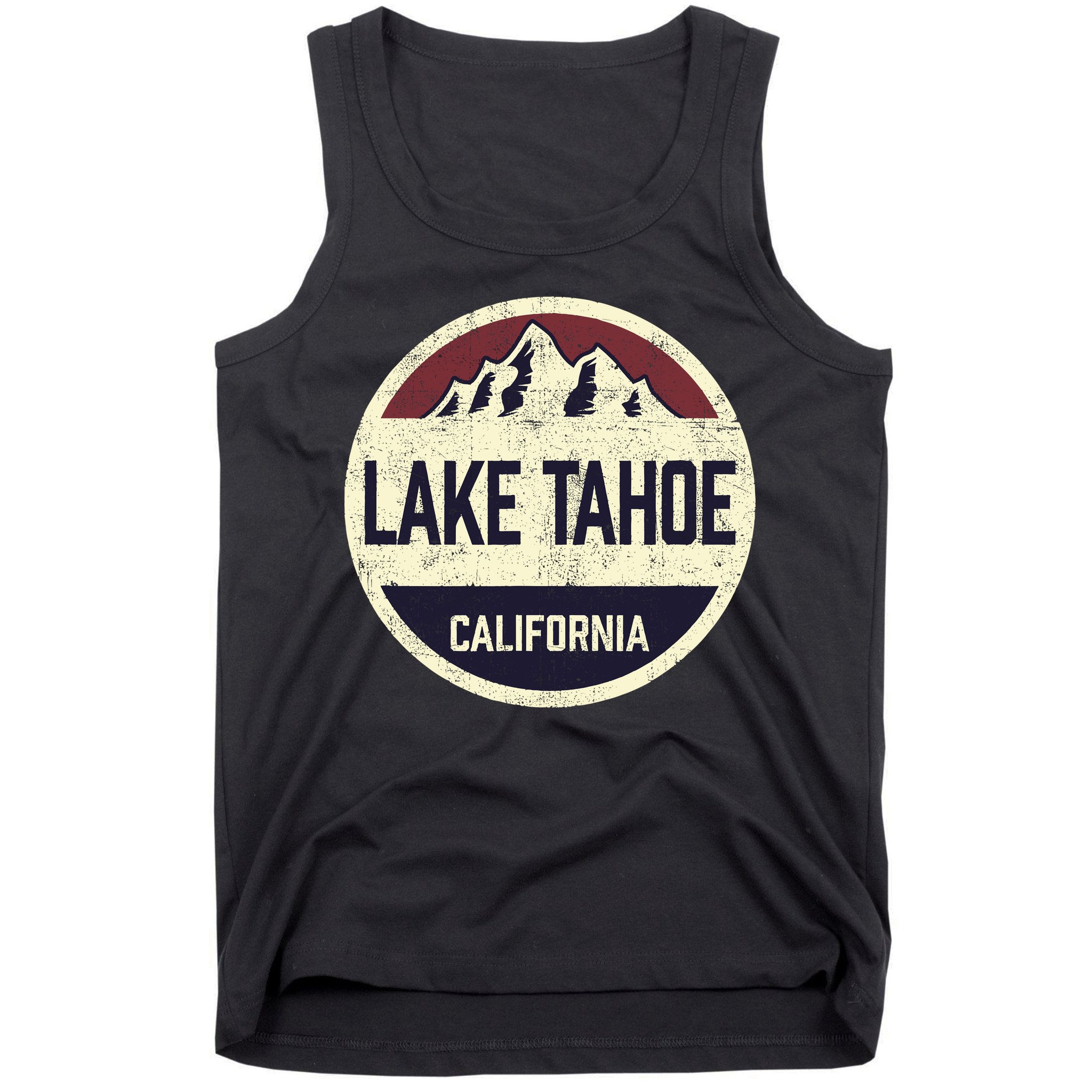 Vintage Retro Lake Tahoe California Mountain Circle Sports Tank Top
