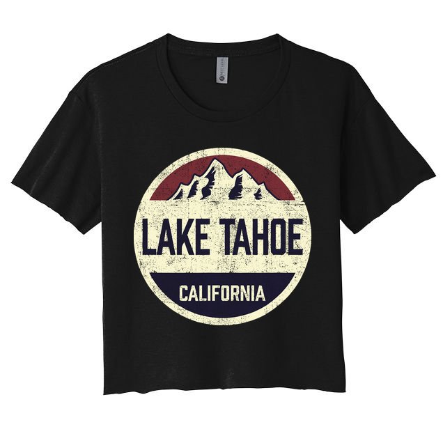 Vintage Retro Lake Tahoe California Mountain Circle Sports Crop Top