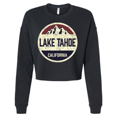 Vintage Retro Lake Tahoe California Mountain Circle Sports Cropped Pullover Crew