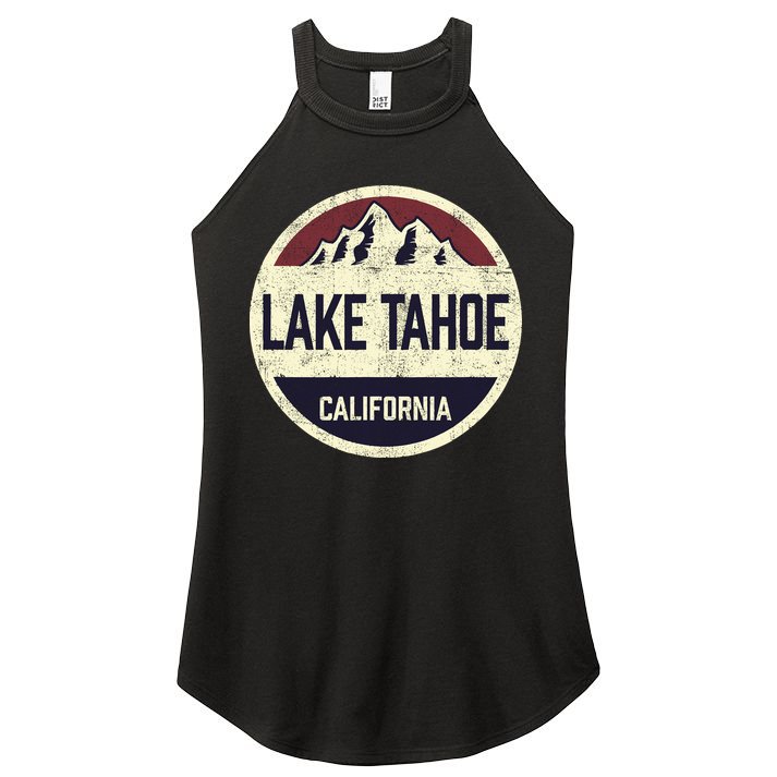 Vintage Retro Lake Tahoe California Mountain Circle Sports Women's Perfect Tri Rocker Tank