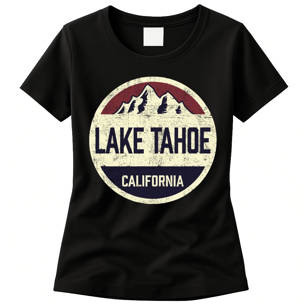 Vintage Retro Lake Tahoe California Mountain Circle Sports Womens T-Shirt