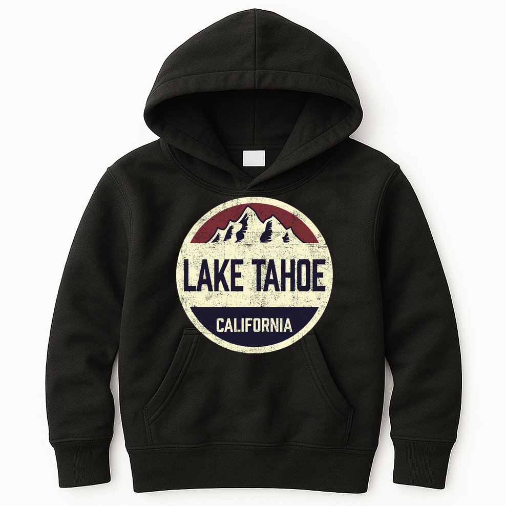 Vintage Retro Lake Tahoe California Mountain Circle Sports Kids Hoodie