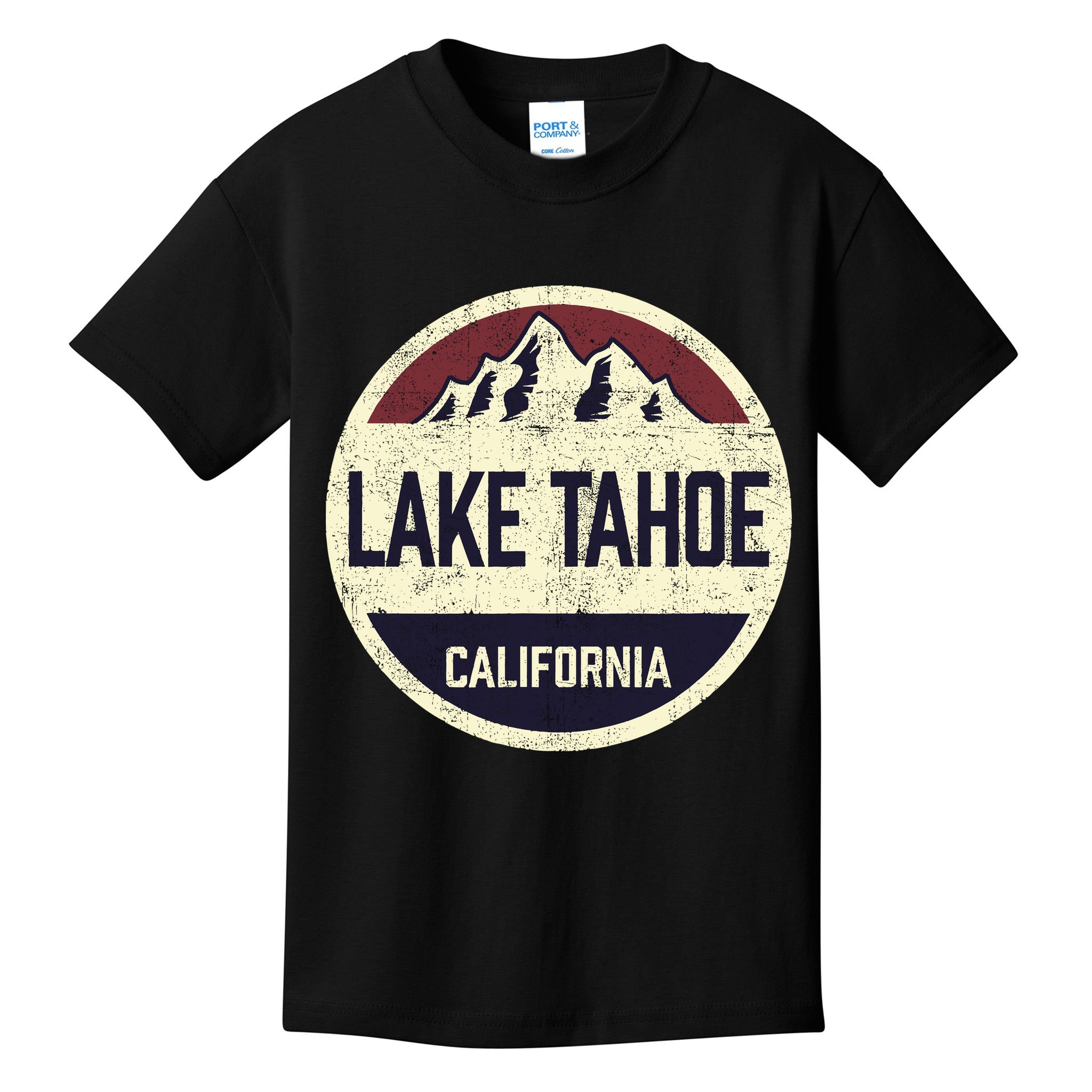 Vintage Retro Lake Tahoe California Mountain Circle Sports Kids T-Shirt