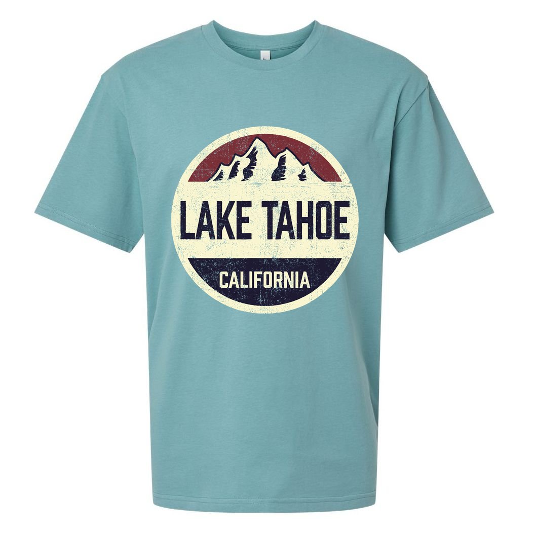 Vintage Retro Lake Tahoe California Mountain Circle Sports Sueded Cloud Jersey T-Shirt